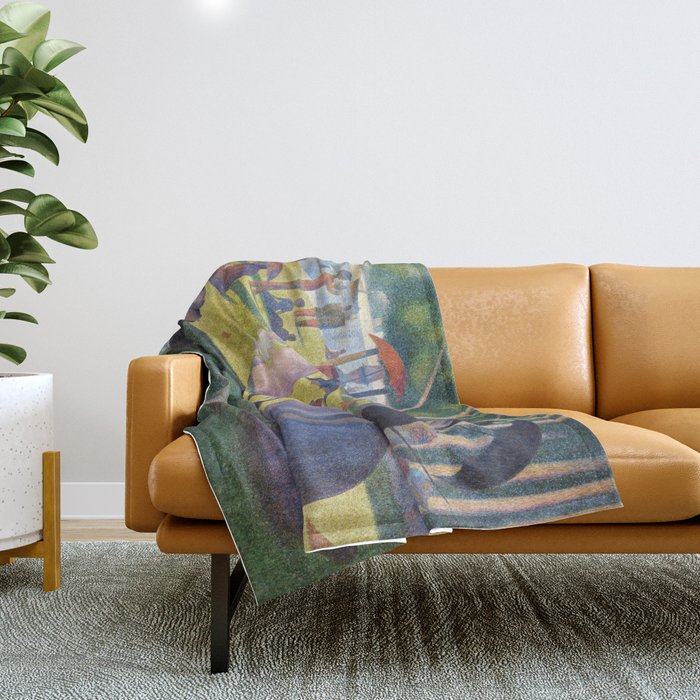A Sunday on La Grande Jatte by Georges Seurat, 1884 Throw Blanket Gallery Image 1