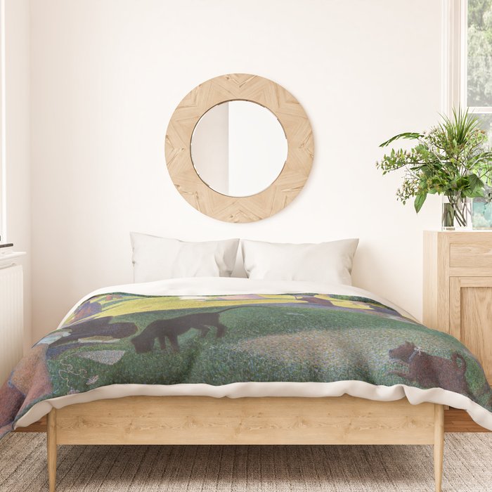 A Sunday on La Grande Jatte by Georges Seurat, 1884 Duvet Cover Gallery Image 3