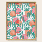 Peaches - peach pink and teal Serving Tray Gallery Image 1