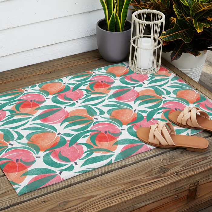 Peaches - peach pink and teal Outdoor Rug Gallery Image 2