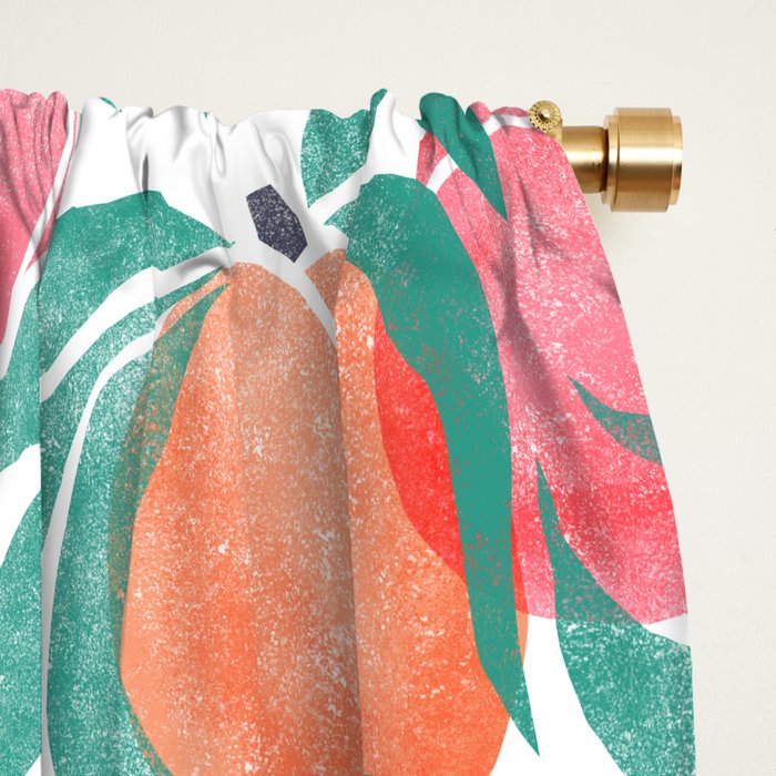 Peaches - peach pink and teal Window Curtain Gallery Image 2