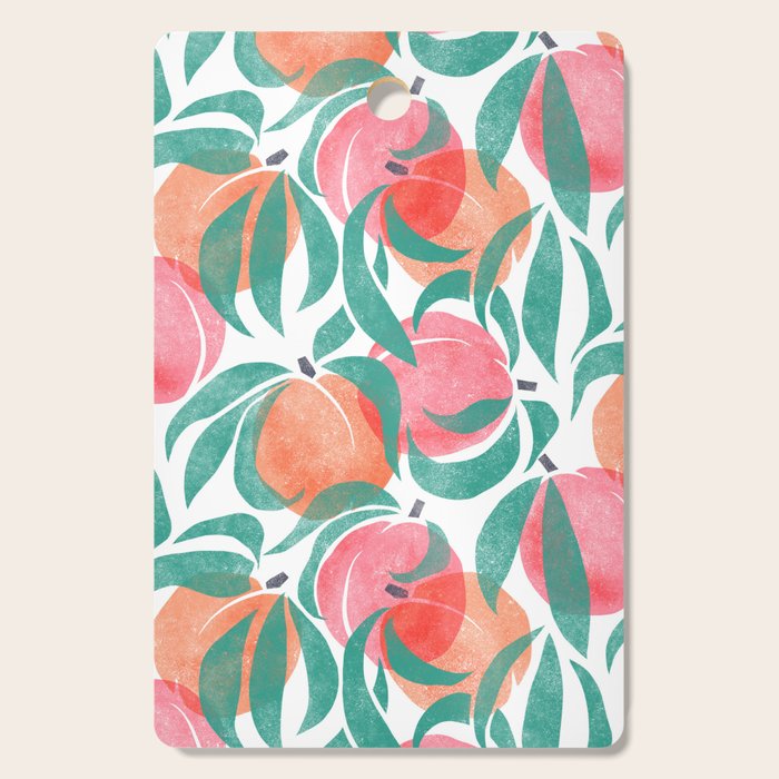 Peaches - peach pink and teal Cutting Board Gallery Image 1