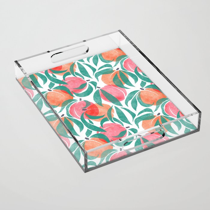 Peaches - peach pink and teal Acrylic Tray Gallery Image 1