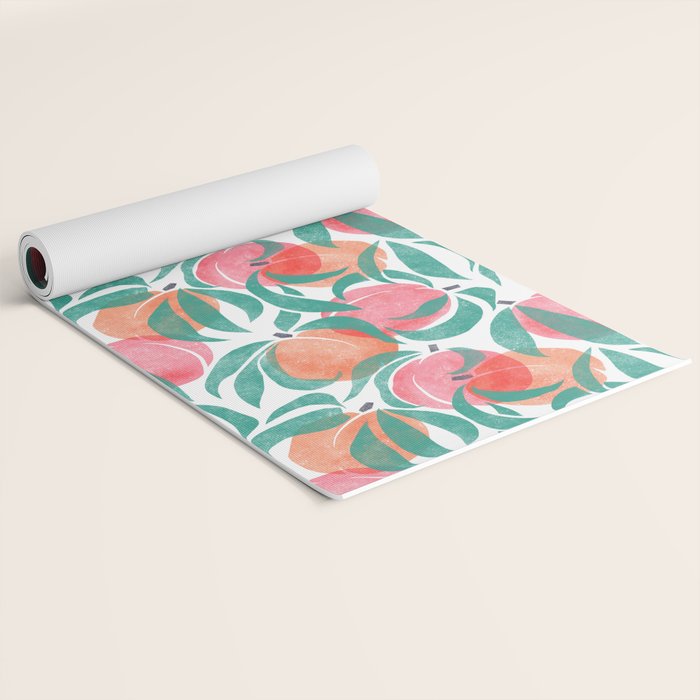 Peaches - peach pink and teal Yoga Mat Gallery Image 2