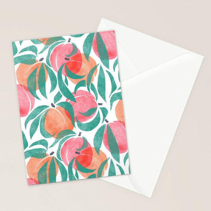 Peaches - peach pink and teal Stationery Card Gallery Image 2