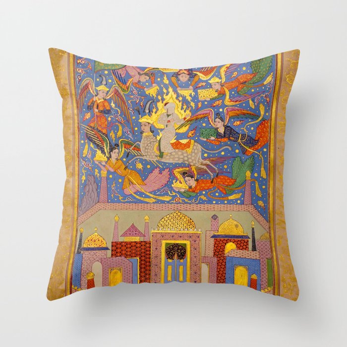 Miraj: The Night Journey  Islamic Antique Art  Throw Pillow Gallery Image 6