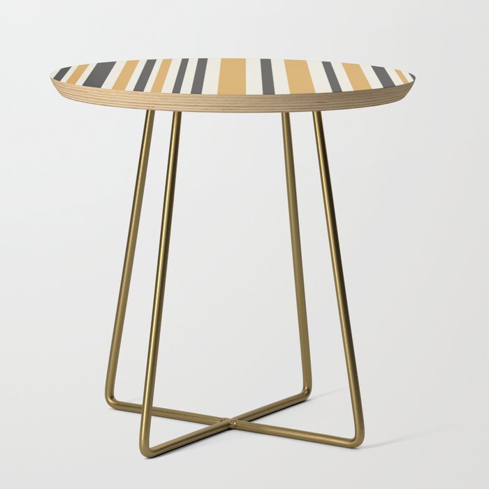 Vertical Stripes Muted Gold and Charcoal Variable Retro Modern Stripe Pattern Side Table Gallery Image 1