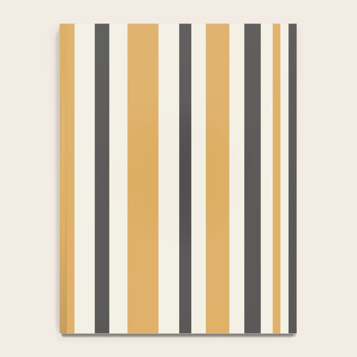 Vertical Stripes Muted Gold and Charcoal Variable Retro Modern Stripe Pattern Notebook Gallery Image 4