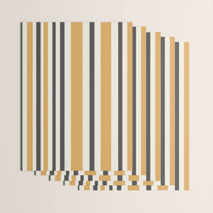 Vertical Stripes Muted Gold and Charcoal Variable Retro Modern Stripe Pattern Wrapping Paper Gallery Image 3
