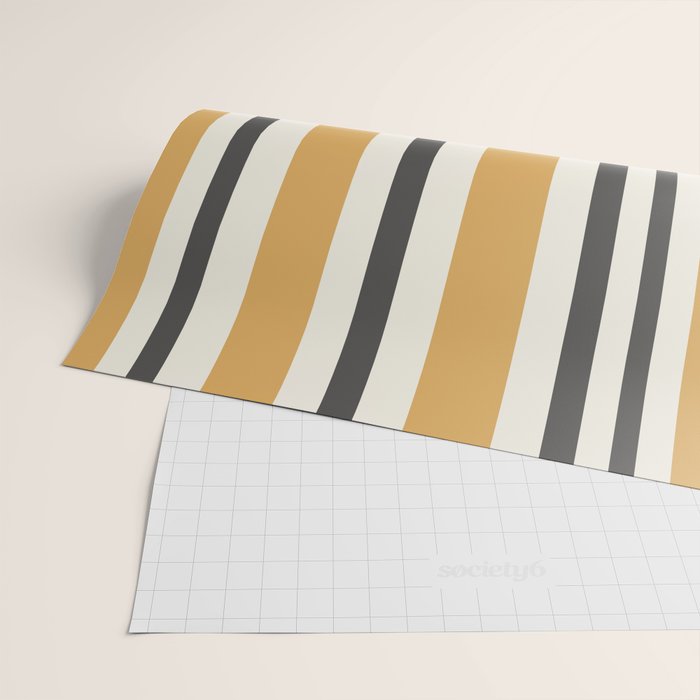 Vertical Stripes Muted Gold and Charcoal Variable Retro Modern Stripe Pattern Wrapping Paper Gallery Image 2