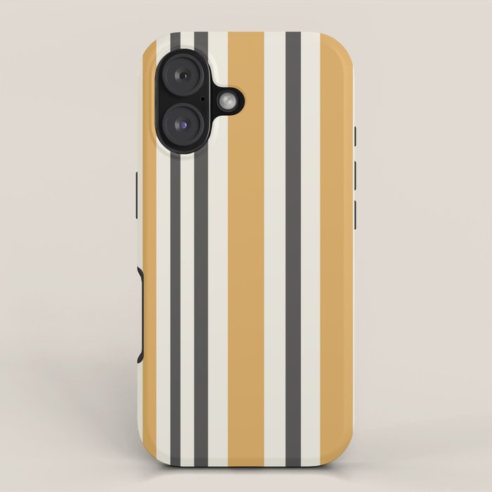 Vertical Stripes Muted Gold and Charcoal Variable Retro Modern Stripe Pattern iPhone Case Gallery Image 1