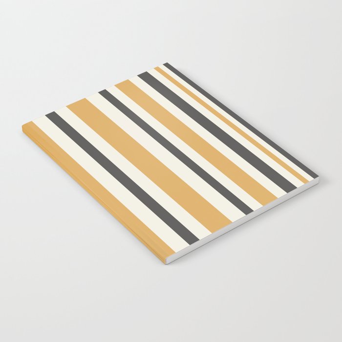 Vertical Stripes Muted Gold and Charcoal Variable Retro Modern Stripe Pattern Notebook Gallery Image 2