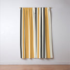 Vertical Stripes Muted Gold and Charcoal Variable Retro Modern Stripe Pattern Window Curtain Gallery Image 3