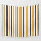 Vertical Stripes Muted Gold and Charcoal Variable Retro Modern Stripe Pattern Wall Tapestry Gallery Image 4