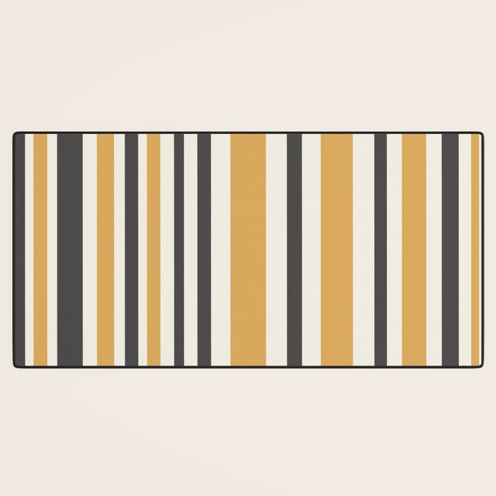 Vertical Stripes Muted Gold and Charcoal Variable Retro Modern Stripe Pattern Desk Mat Gallery Image 3