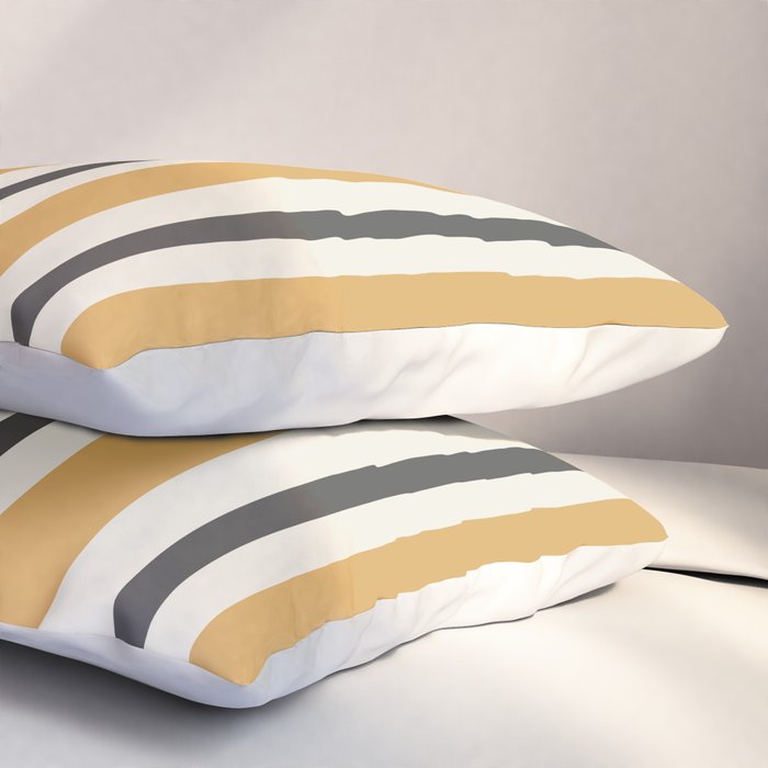 Vertical Stripes Muted Gold and Charcoal Variable Retro Modern Stripe Pattern Pillow Sham Gallery Image 3