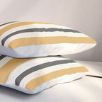 Vertical Stripes Muted Gold and Charcoal Variable Retro Modern Stripe Pattern Pillow Sham Gallery Image 3