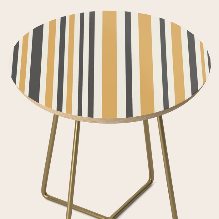 Vertical Stripes Muted Gold and Charcoal Variable Retro Modern Stripe Pattern Side Table Gallery Image 2