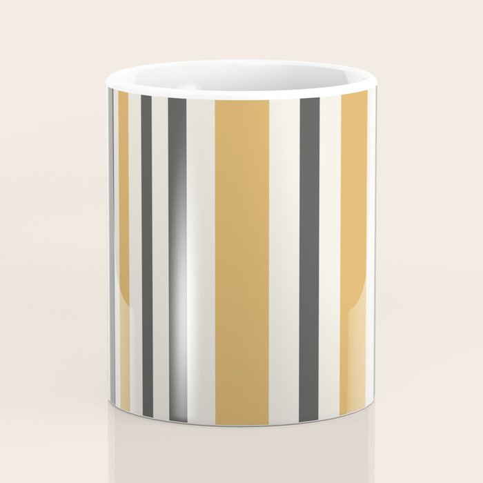 Vertical Stripes Muted Gold and Charcoal Variable Retro Modern Stripe Pattern Coffee Mug Gallery Image 4