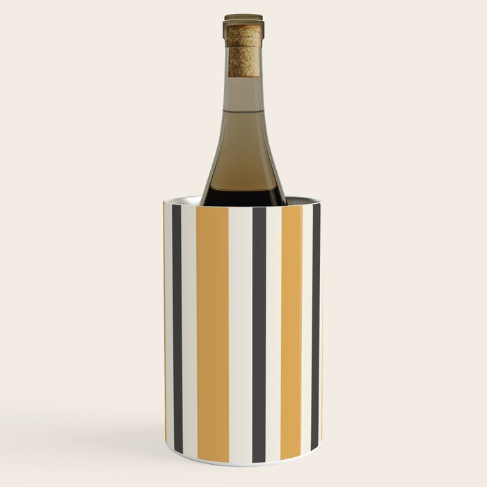 Vertical Stripes Muted Gold and Charcoal Variable Retro Modern Stripe Pattern Wine Chiller Gallery Image 3