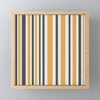 Vertical Stripes Muted Gold and Charcoal Variable Retro Modern Stripe Pattern Mini Art Print Gallery Image 1