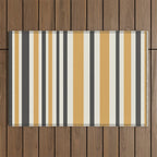 Vertical Stripes Muted Gold and Charcoal Variable Retro Modern Stripe Pattern Outdoor Rug Gallery Image 1