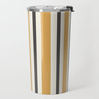 Vertical Stripes Muted Gold and Charcoal Variable Retro Modern Stripe Pattern Travel Mug Gallery Image 2