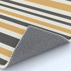 Vertical Stripes Muted Gold and Charcoal Variable Retro Modern Stripe Pattern Rug Gallery Image 4
