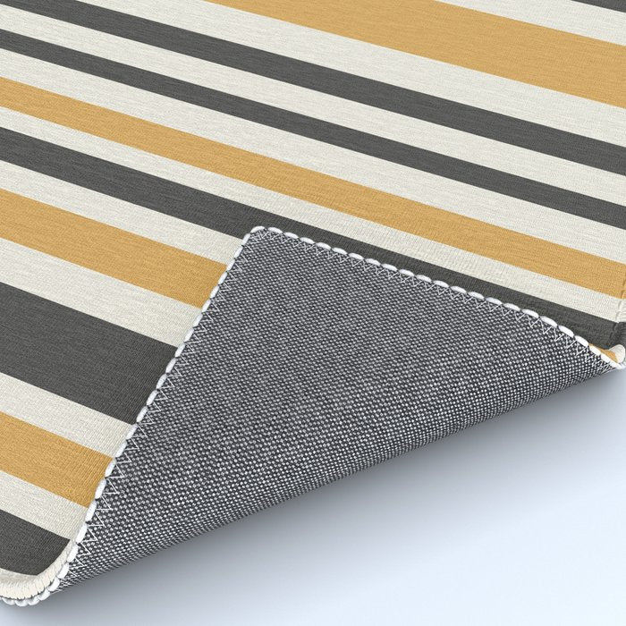 Vertical Stripes Muted Gold and Charcoal Variable Retro Modern Stripe Pattern Rug Gallery Image 4