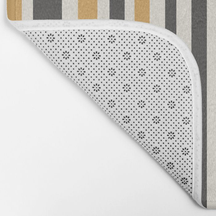 Vertical Stripes Muted Gold and Charcoal Variable Retro Modern Stripe Pattern Bath Mat Gallery Image 2