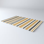 Vertical Stripes Muted Gold and Charcoal Variable Retro Modern Stripe Pattern Rug Gallery Image 3