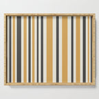 Vertical Stripes Muted Gold and Charcoal Variable Retro Modern Stripe Pattern Serving Tray Gallery Image 1