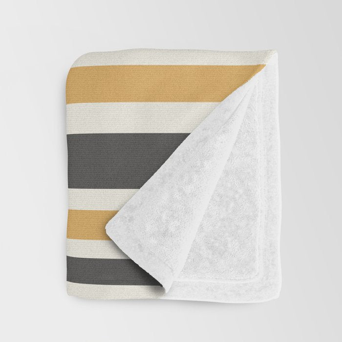Vertical Stripes Muted Gold and Charcoal Variable Retro Modern Stripe Pattern Throw Blanket Gallery Image 3
