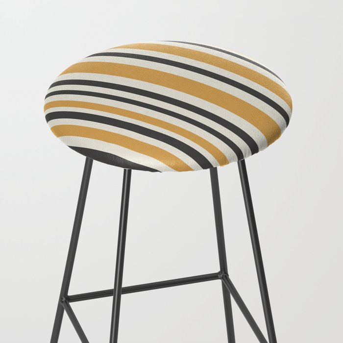 Vertical Stripes Muted Gold and Charcoal Variable Retro Modern Stripe Pattern Stool Gallery Image 2