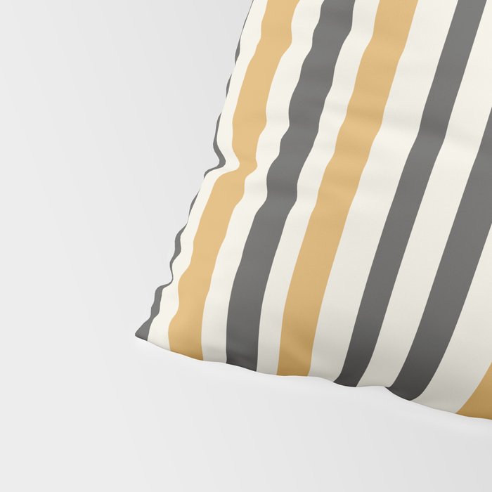 Vertical Stripes Muted Gold and Charcoal Variable Retro Modern Stripe Pattern Pillow Sham Gallery Image 4