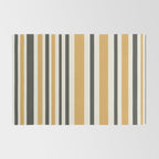 Vertical Stripes Muted Gold and Charcoal Variable Retro Modern Stripe Pattern Rug Gallery Image 2