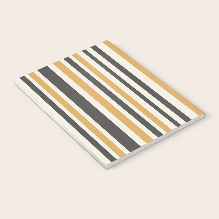 Vertical Stripes Muted Gold and Charcoal Variable Retro Modern Stripe Pattern Notebook Gallery Image 3