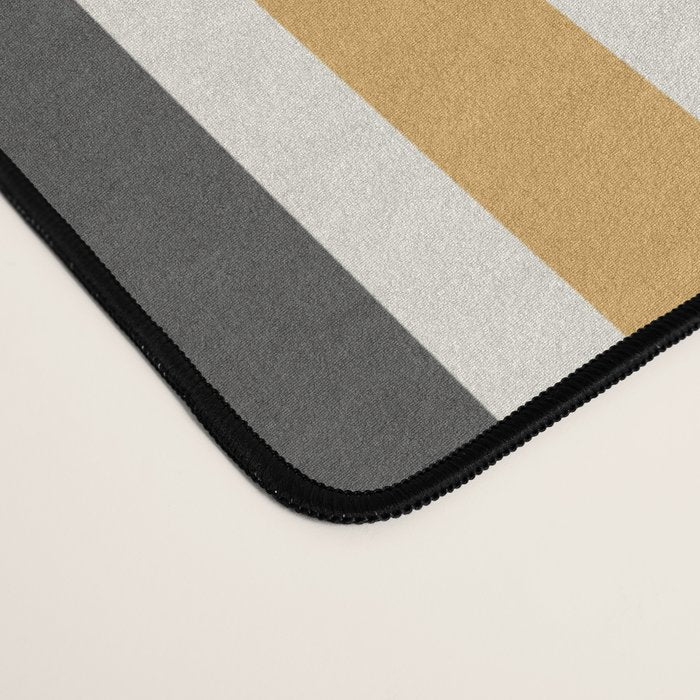 Vertical Stripes Muted Gold and Charcoal Variable Retro Modern Stripe Pattern Desk Mat Gallery Image 4
