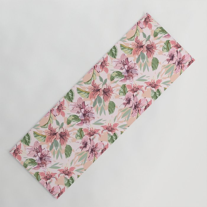 Pastel pink tropical bloom A Yoga Mat Gallery Image 1