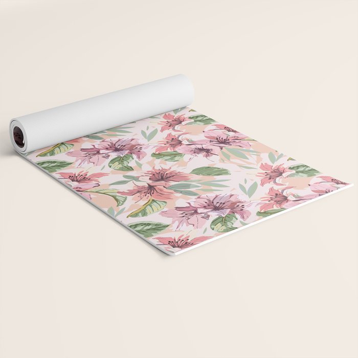 Pastel pink tropical bloom A Yoga Mat Gallery Image 2