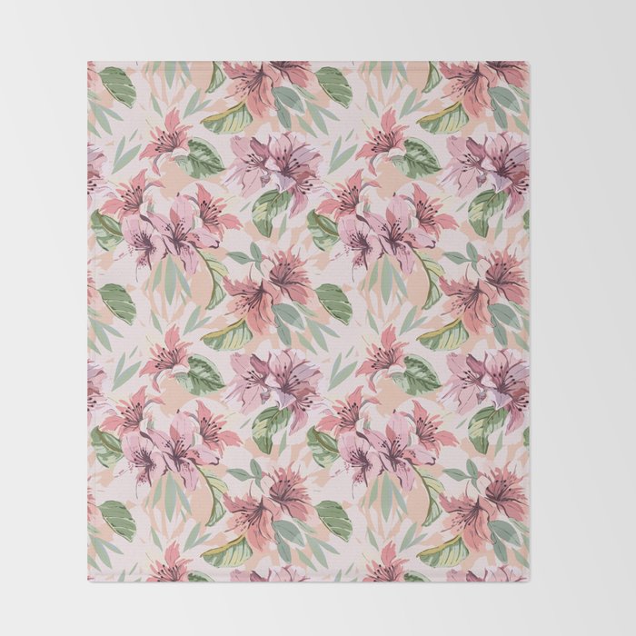 Pastel pink tropical bloom A Throw Blanket Gallery Image 2