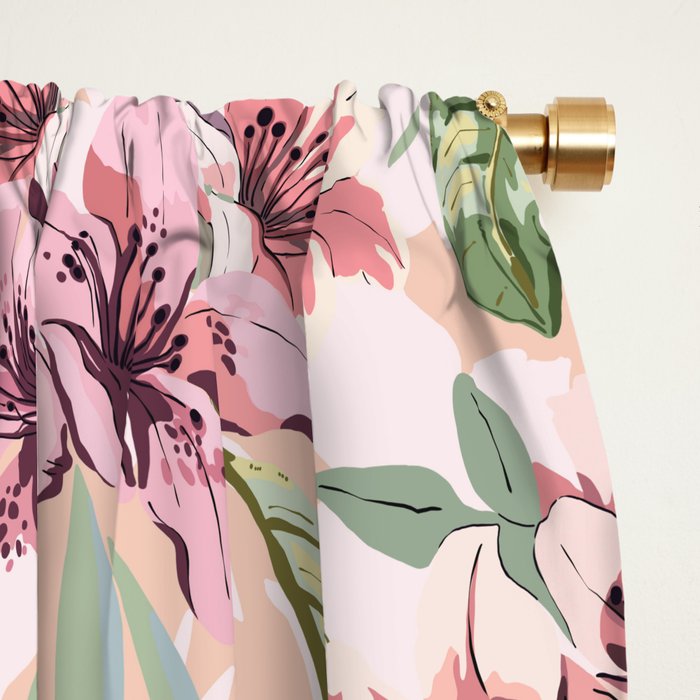 Pastel pink tropical bloom A Window Curtain Gallery Image 2