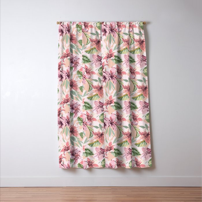 Pastel pink tropical bloom A Window Curtain Gallery Image 3