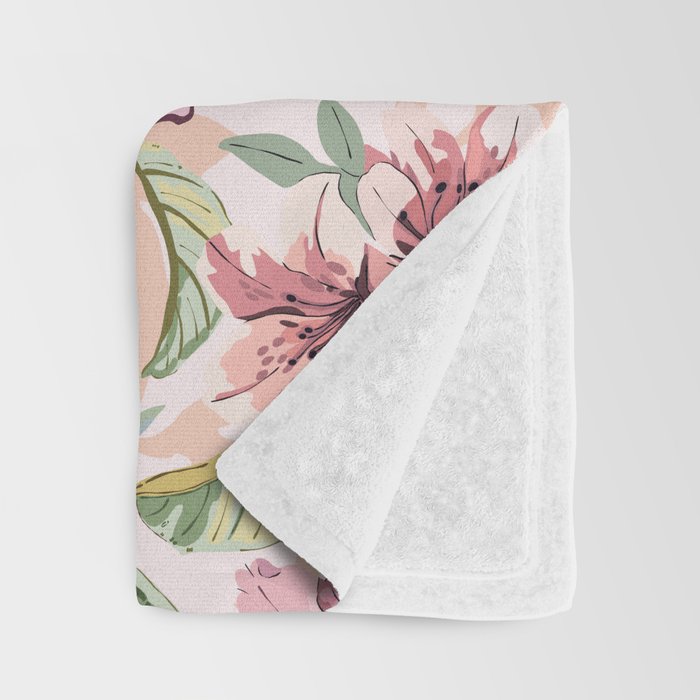 Pastel pink tropical bloom A Throw Blanket Gallery Image 3