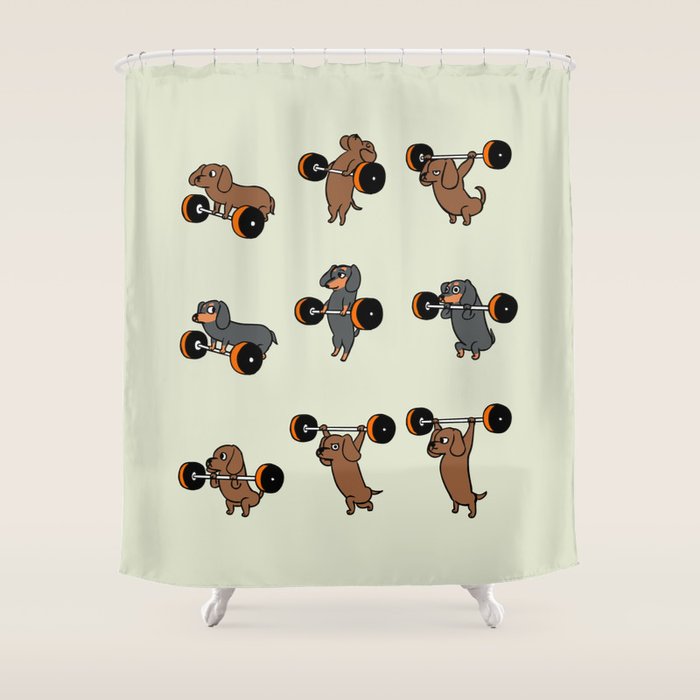 Olympic Lifting Dachshund Shower Curtain Gallery Image 1