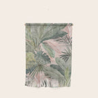 Bali  Pink Jungle Watercolour Palm and Monstera Leaves  Wall Hanging Gallery Image 1