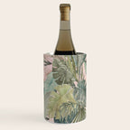 Bali  Pink Jungle Watercolour Palm and Monstera Leaves  Wine Chiller Gallery Image 2