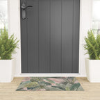 Bali  Pink Jungle Watercolour Palm and Monstera Leaves  Welcome Mat Gallery Image 3