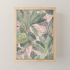 Bali  Pink Jungle Watercolour Palm and Monstera Leaves  Mini Art Print Gallery Image 1