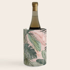 Bali  Pink Jungle Watercolour Palm and Monstera Leaves  Wine Chiller Gallery Image 1